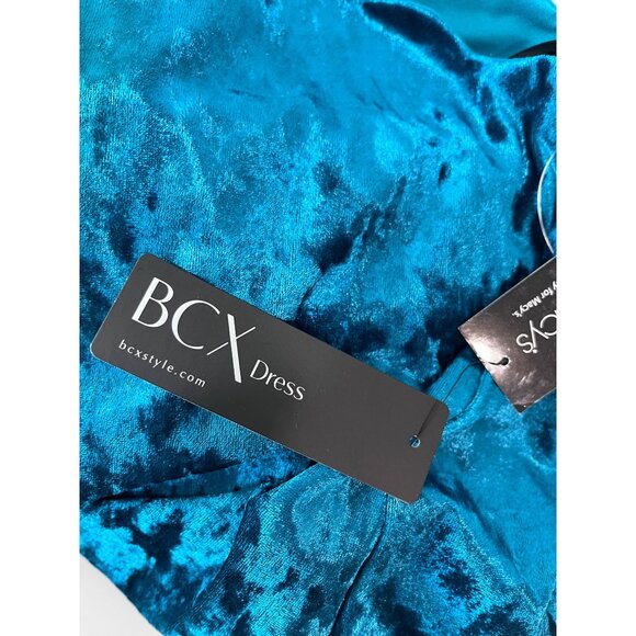 BCX Dress Teal Velvet Sleeveless A-Line Dress With Keyhole & Button Closure Size - Picture 7 of 11